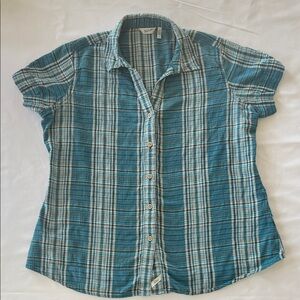 Woolrich Teal and White Plaid Shirt